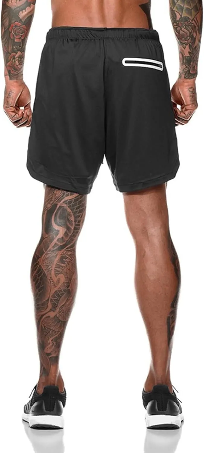 2 In 1 Joggingg Shorts Dry Fit Workout Shorts Running Stretch Quick Dry Shorts Sports Workout Gym