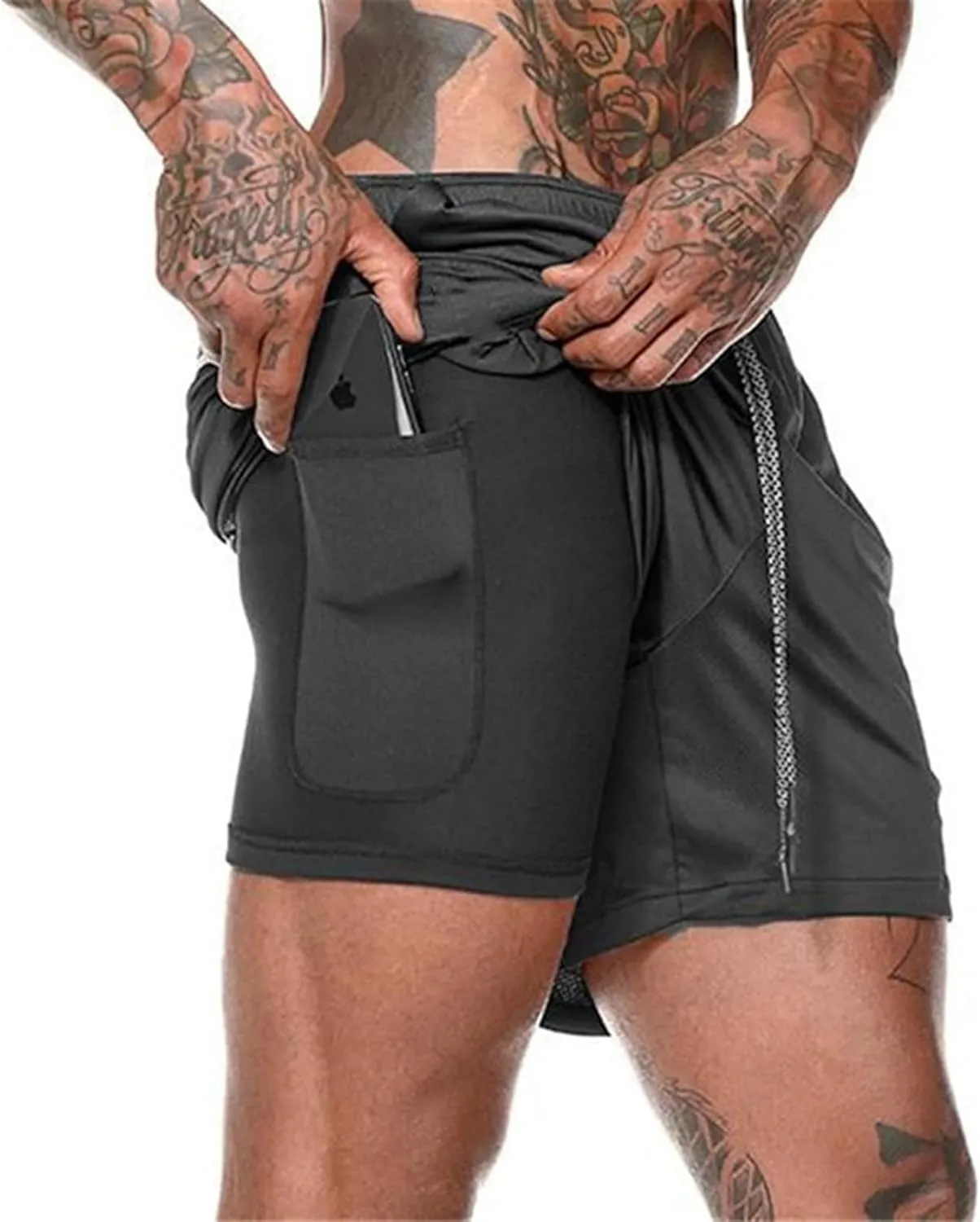 2 In 1 Joggingg Shorts Dry Fit Workout Shorts Running Stretch Quick Dry Shorts Sports Workout Gym