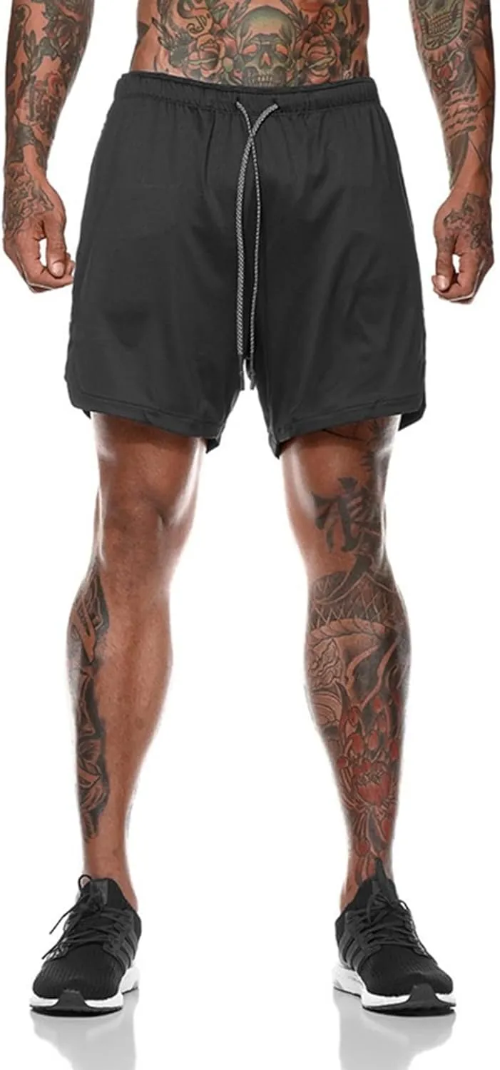 2 In 1 Joggingg Shorts Dry Fit Workout Shorts Running Stretch Quick Dry Shorts Sports Workout Gym