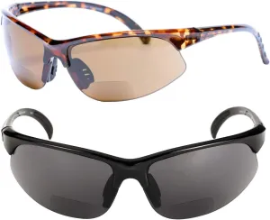 2 Pair of Bifocal Sport Wrap Reading Sunglasses, Outdoor Sun Readers for Men and Women