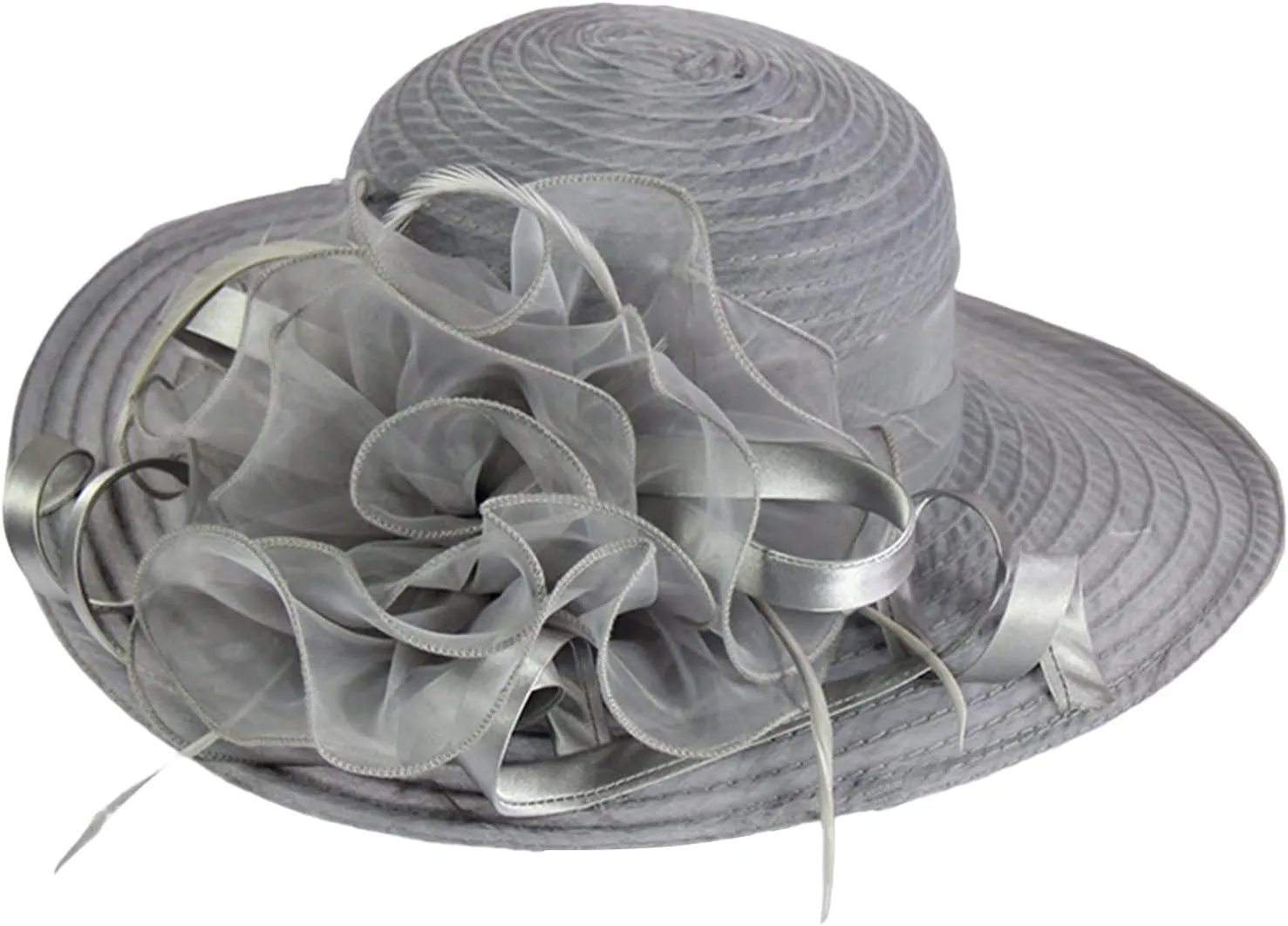 2025 Derby Hats for Women Girls Ladies, Organza Flower Wide Brim Church Tea Party Wedding Fascinator Sun Hat