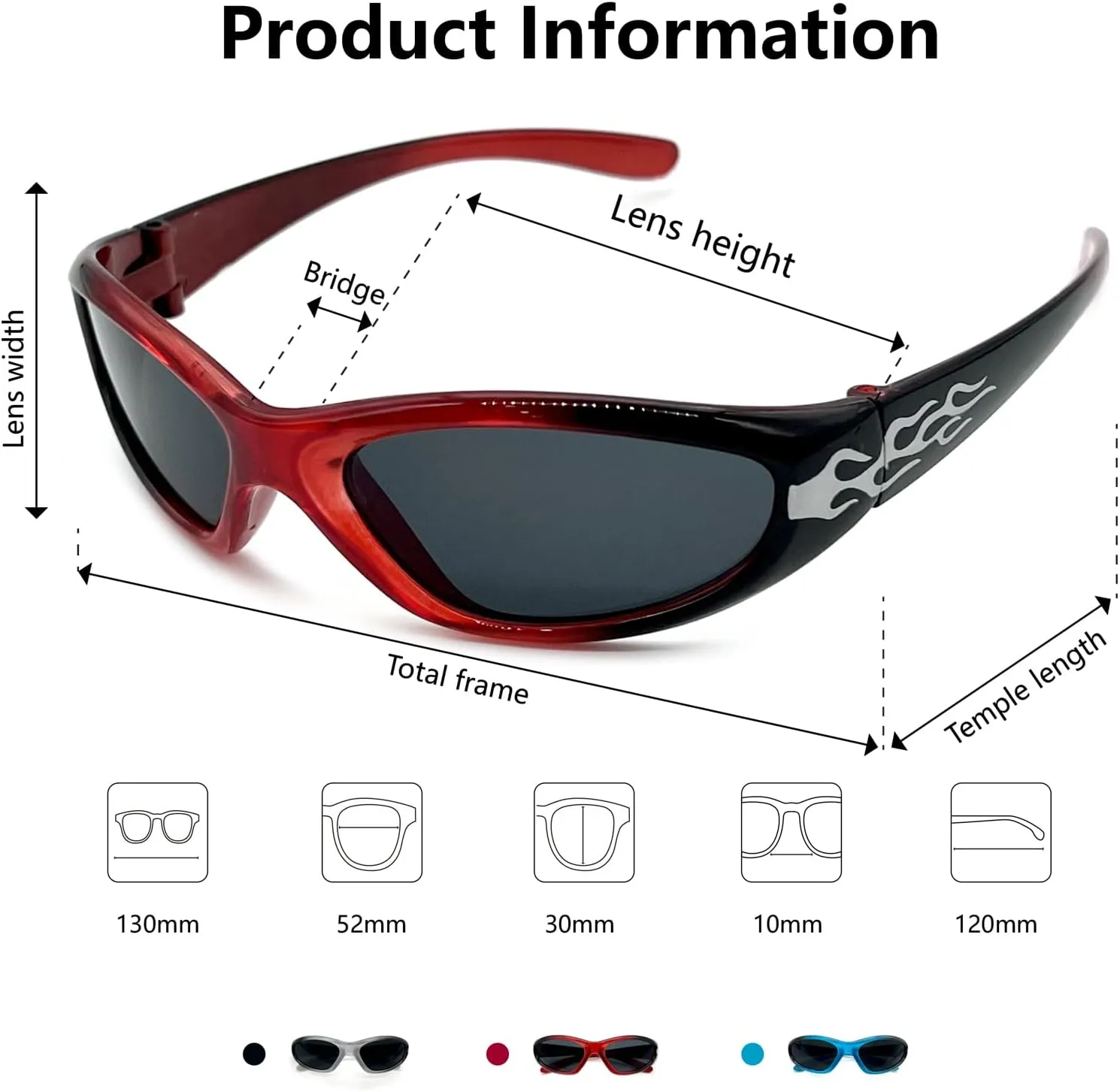 3-pairs Kids fashionable flame texture Sunglasses, for Kids Age 3-10, Toddler Sunglasses Boys Anti-UV Protection