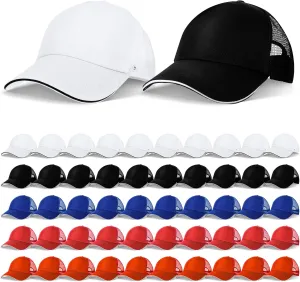 50 Pcs Blank Trucker Hats Bulk Unisex Sublimation Hat Baseball Cap Trucker Cap with Adjustable Snapback for Men Women