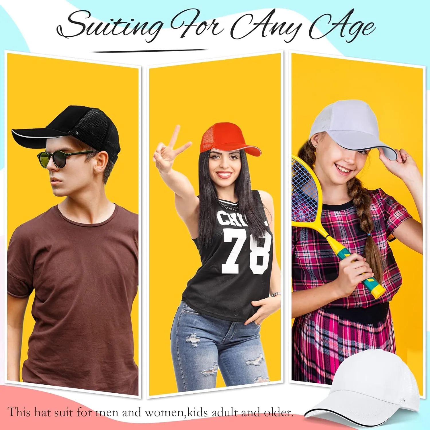 50 Pcs Blank Trucker Hats Bulk Unisex Sublimation Hat Baseball Cap Trucker Cap with Adjustable Snapback for Men Women