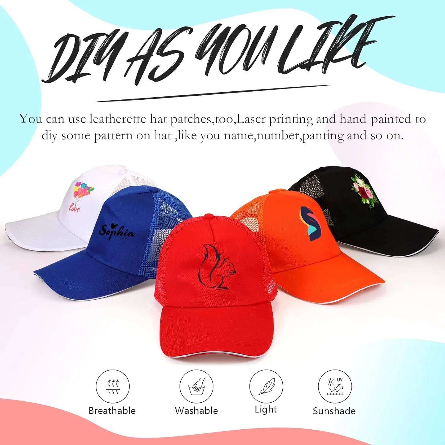 50 Pcs Blank Trucker Hats Bulk Unisex Sublimation Hat Baseball Cap Trucker Cap with Adjustable Snapback for Men Women