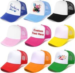 9 Pack Sublimation Blanks Baseball Cap Adjustable Polyester Mesh Cap Trucker Hats for Adults Kids Youth