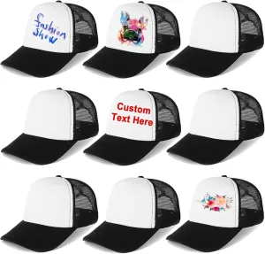 9 Pack Sublimation Blanks Baseball Cap Adjustable Polyester Mesh Cap Trucker Hats for Adults Kids Youth
