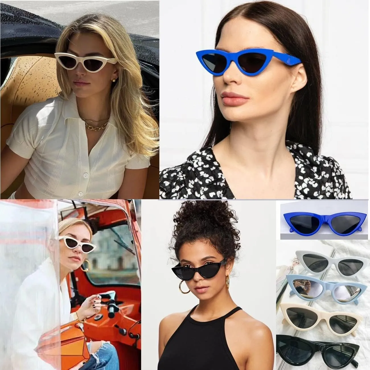 ADE WU Classic Cat Eye Sunglasses For Women Retro Vintage Cateye Sun Glasses UV400 Protection