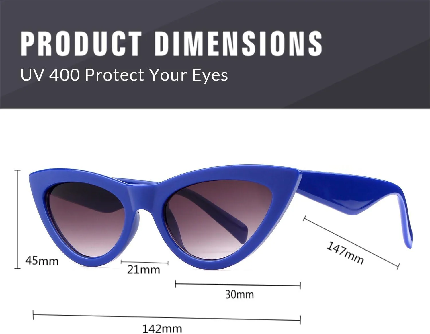 ADE WU Classic Cat Eye Sunglasses For Women Retro Vintage Cateye Sun Glasses UV400 Protection