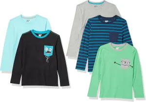 Amazon Essentials Boys and Toddlers' Long-Sleeve T-Shirts, Pack of 5