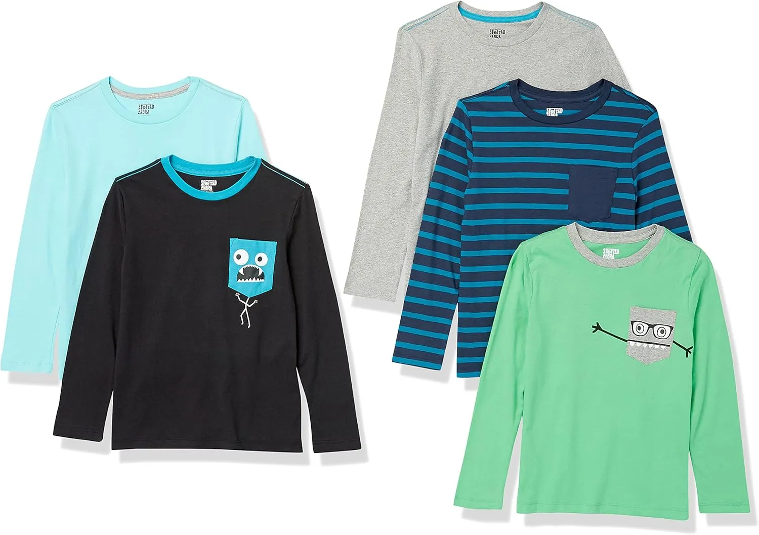 Amazon Essentials Boys and Toddlers' Long-Sleeve T-Shirts, Pack of 5