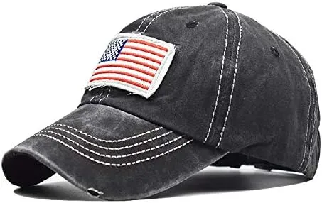 American Flag Baseball Cap Unisex Low Profile USA Plain Dad Hat Trucker Hat for Men＆Women