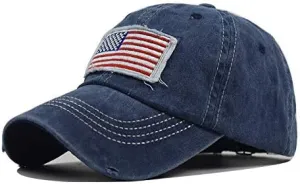 American Flag Baseball Cap Unisex Low Profile USA Plain Dad Hat Trucker Hat for Men＆Women