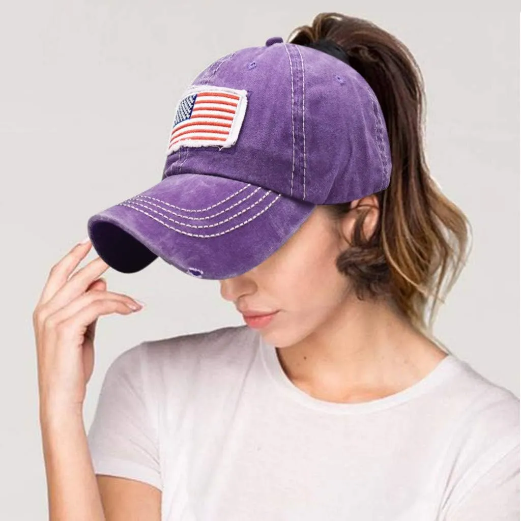 American Flag Baseball Cap Unisex Low Profile USA Plain Dad Hat Trucker Hat for Men＆Women