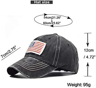 American Flag Baseball Cap Unisex Low Profile USA Plain Dad Hat Trucker Hat for Men＆Women
