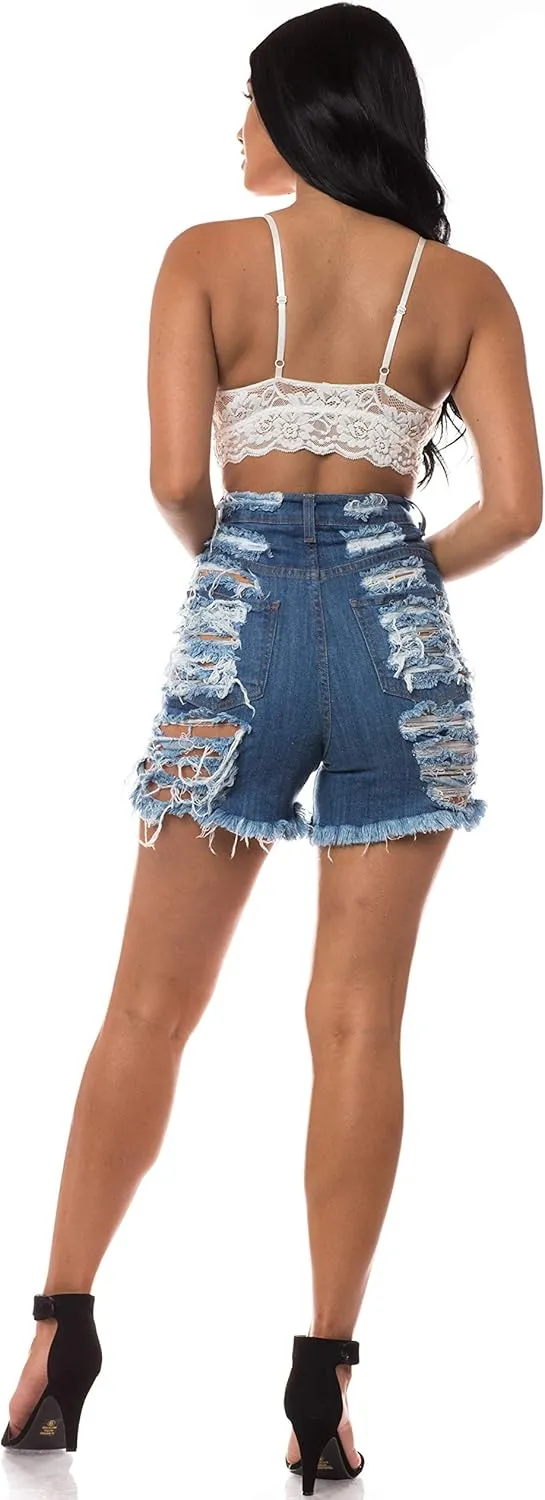 Aphrodite Ripped Denim Shorts Jeans - Women's Destroyed Distressed Denim Short Pants