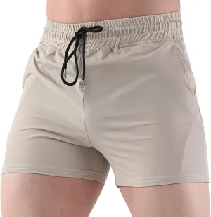 Athletic Gym Shorts Men Drawstring Workout Running Shorts Summer Breathable Fitness Shorts Quick Dry with Pocket