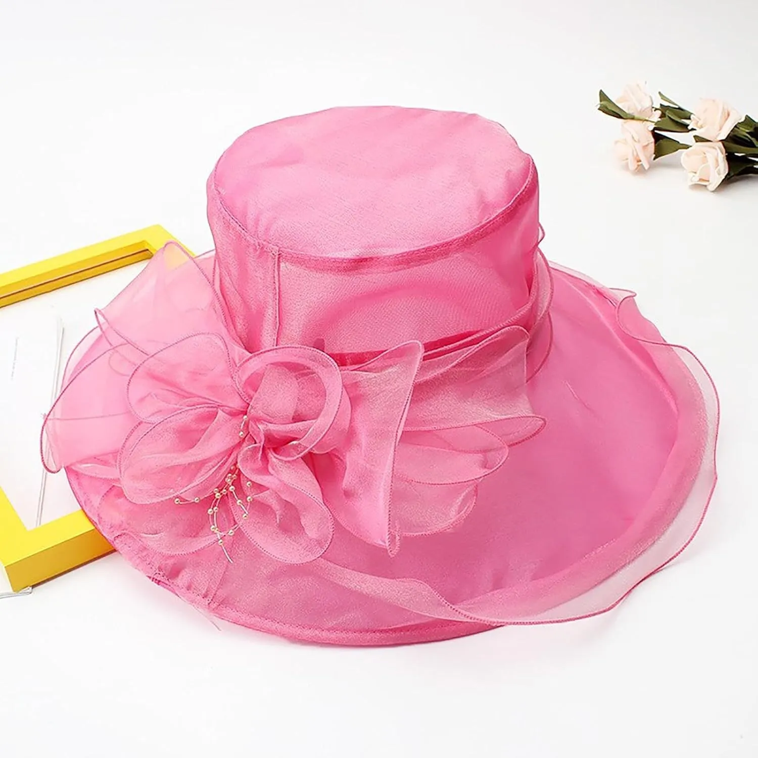 Beach Sun Hats for Women Universal Flower Mesh Straw Hat Comfortable Soft Floppy Summer Hat Foldable Roll Up Cap