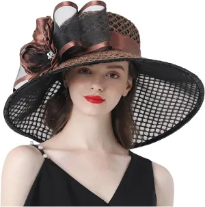 Beach Sun Hats for Women Universal Flower Mesh Wide Brim Breathable Soft Floppy Summer Hat Foldable Roll Up Cap