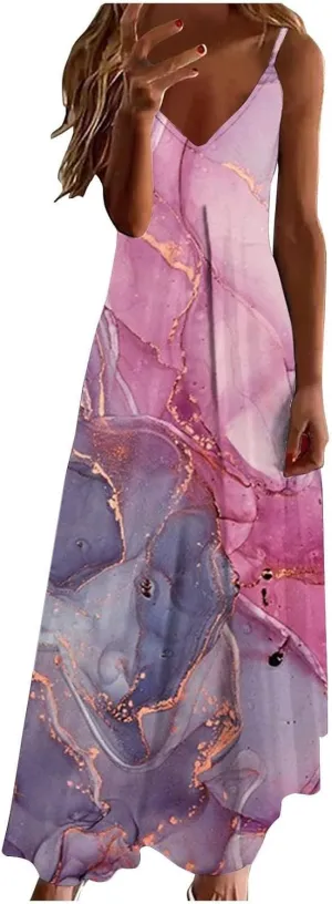 Beach Vacation Short Sleeve Crewneck Long Skirt Casual Flower Sleeveless V A Line Swing Casual Party Cocktail