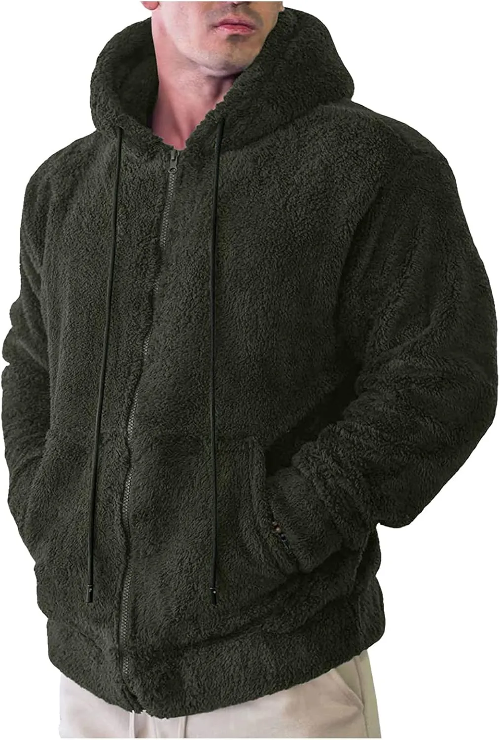 BIFUTON Winter Jackets for Men, Men's Outdoor Casual Fleece Sherpa Lined Full Zip Hooded Jacket Warm Heavyweight Winter Coats