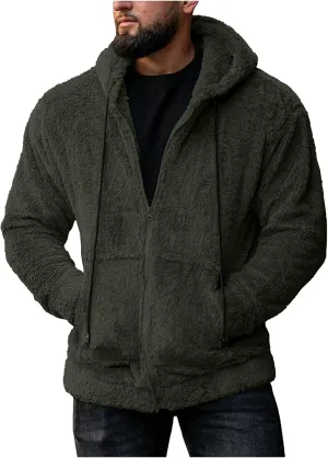 BIFUTON Winter Jackets for Men, Men's Outdoor Casual Fleece Sherpa Lined Full Zip Hooded Jacket Warm Heavyweight Winter Coats