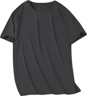 Big and Tall T Shirt for Man 2025 Summer Solid Color Short Sleeve Oversized Tee Breathable Quick Dry Crewneck T-Shirts
