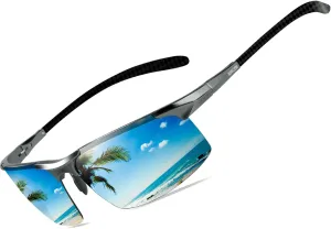BIRCEN Mens Sunglasses Polarised UV Protection: Carbon Fiber Frame Sport Black Shades for Men Driving Fishing Golf