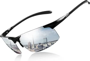 BIRCEN Mens Sunglasses Polarised UV Protection: Carbon Fiber Frame Sport Black Shades for Men Driving Fishing Golf