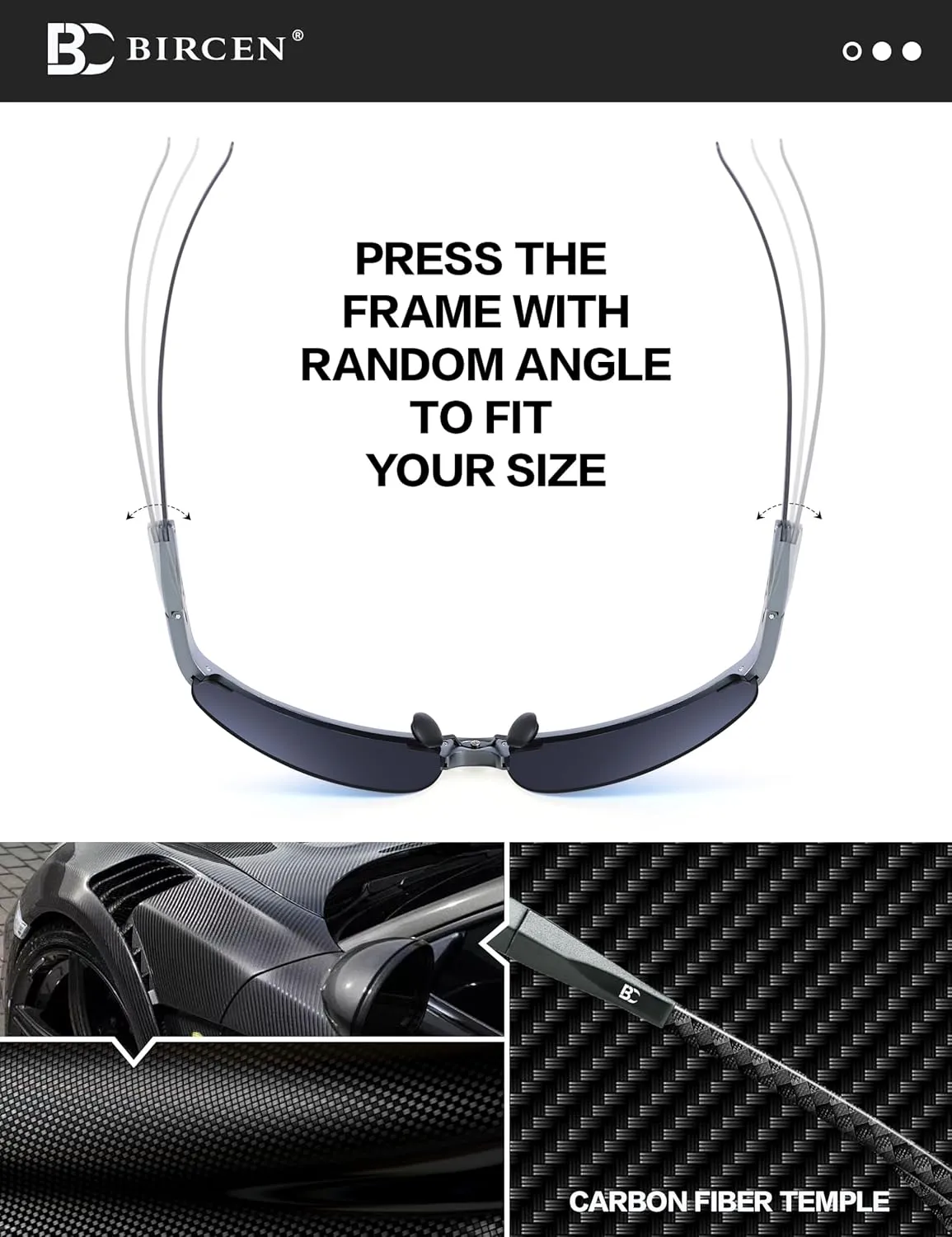 BIRCEN Mens Sunglasses Polarised UV Protection: Carbon Fiber Frame Sport Black Shades for Men Driving Fishing Golf