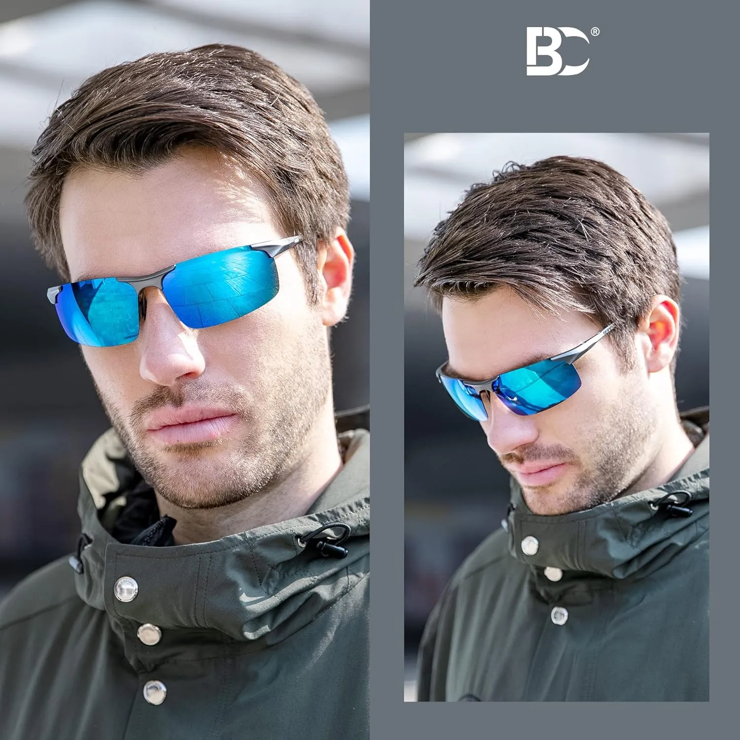 BIRCEN Mens Sunglasses Polarised UV Protection: Carbon Fiber Frame Sport Black Shades for Men Driving Fishing Golf