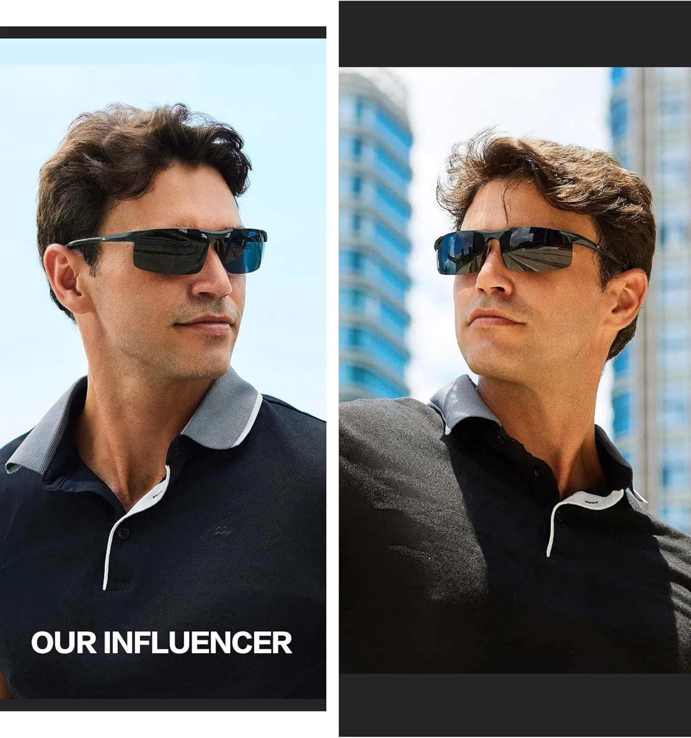 BIRCEN Mens Sunglasses Polarised UV Protection: Carbon Fiber Frame Sport Black Shades for Men Driving Fishing Golf