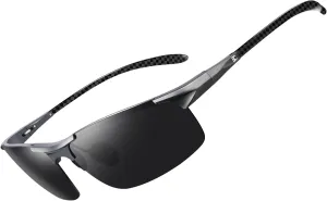 BIRCEN Mens Sunglasses Polarised UV Protection: Carbon Fiber Frame Sport Black Shades for Men Driving Fishing Golf