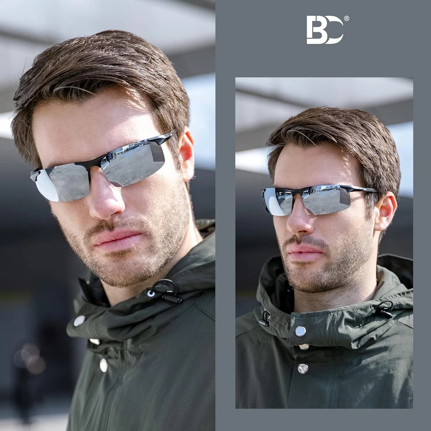 BIRCEN Mens Sunglasses Polarised UV Protection: Carbon Fiber Frame Sport Black Shades for Men Driving Fishing Golf
