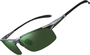 BIRCEN Mens Sunglasses Polarised UV Protection: Carbon Fiber Frame Sport Black Shades for Men Driving Fishing Golf