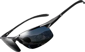 BIRCEN Mens Sunglasses Polarised UV Protection: Carbon Fiber Frame Sport Black Shades for Men Driving Fishing Golf