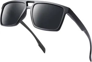BIRCEN Polarized Sunglasses for Men UV-Protection: Sport Square Black Shades for Men Golf Fishing Motorcycle