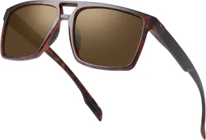 BIRCEN Polarized Sunglasses for Men UV-Protection: Sport Square Black Shades for Men Golf Fishing Motorcycle