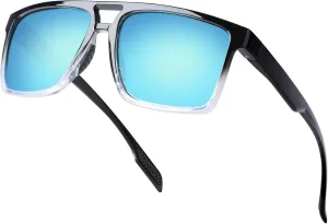 BIRCEN Polarized Sunglasses for Men UV-Protection: Sport Square Black Shades for Men Golf Fishing Motorcycle