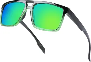 BIRCEN Polarized Sunglasses for Men UV-Protection: Sport Square Black Shades for Men Golf Fishing Motorcycle
