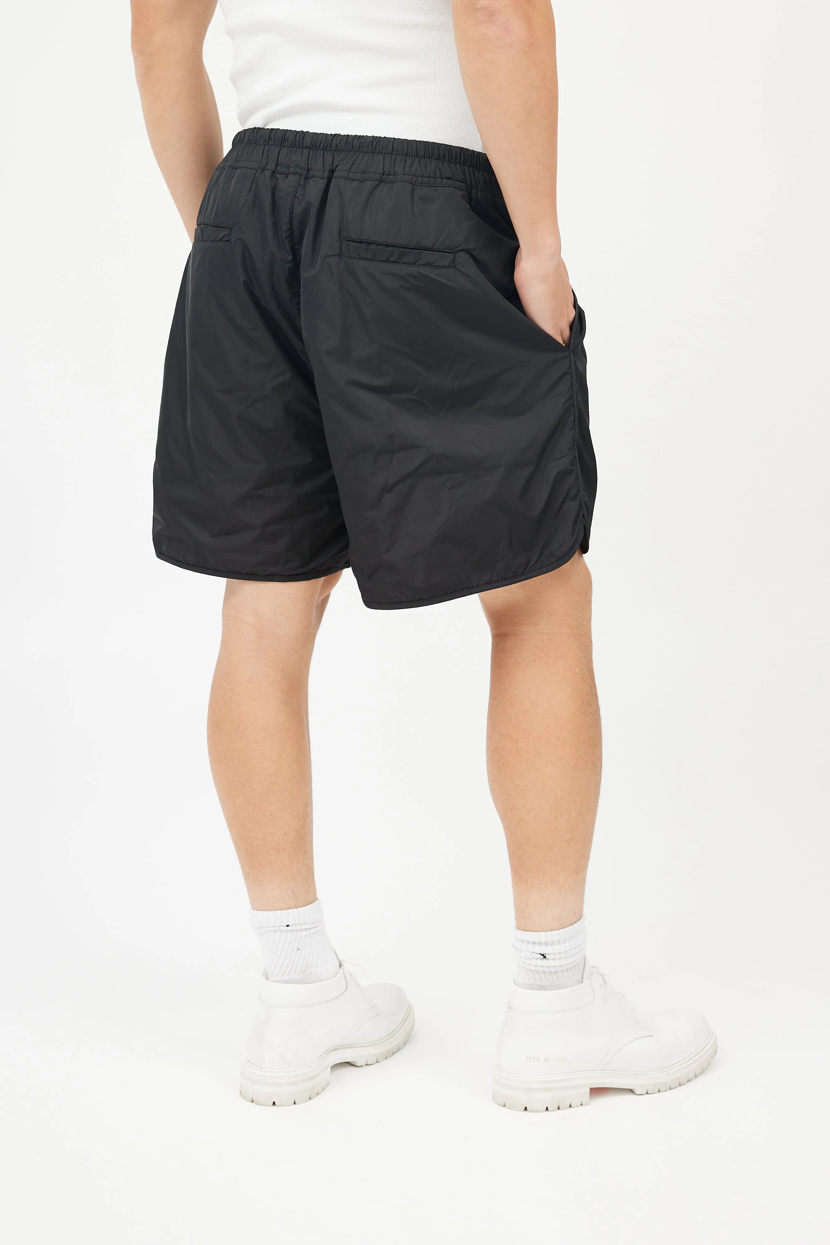 Black Nylon Drawstring Shorts