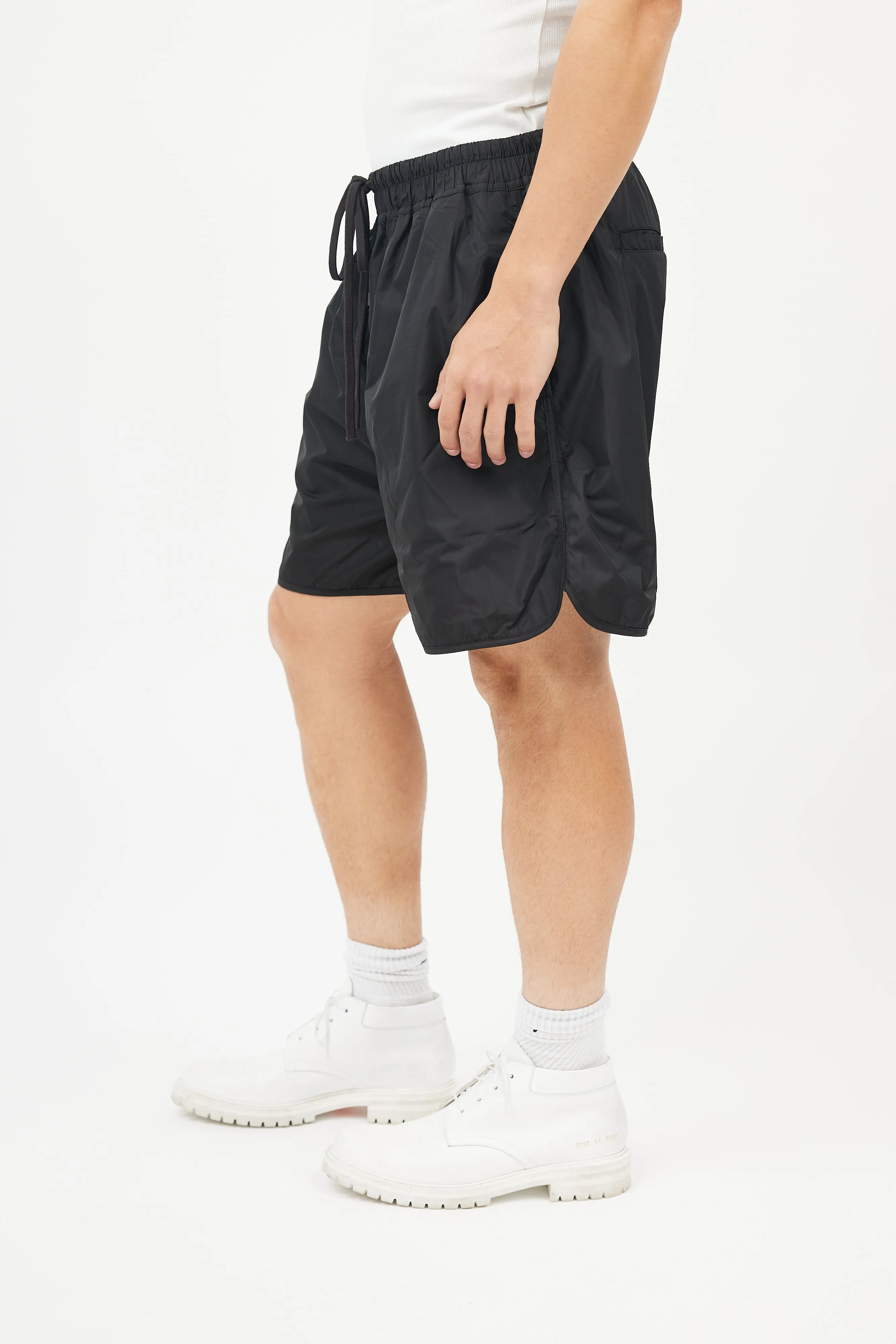 Black Nylon Drawstring Shorts