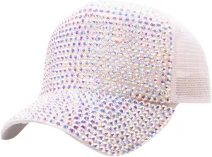 Bling Rhinestone Baseball Hat Cap for Women Men Sparkly Breathable Sun Hat with Adjustable Snapback