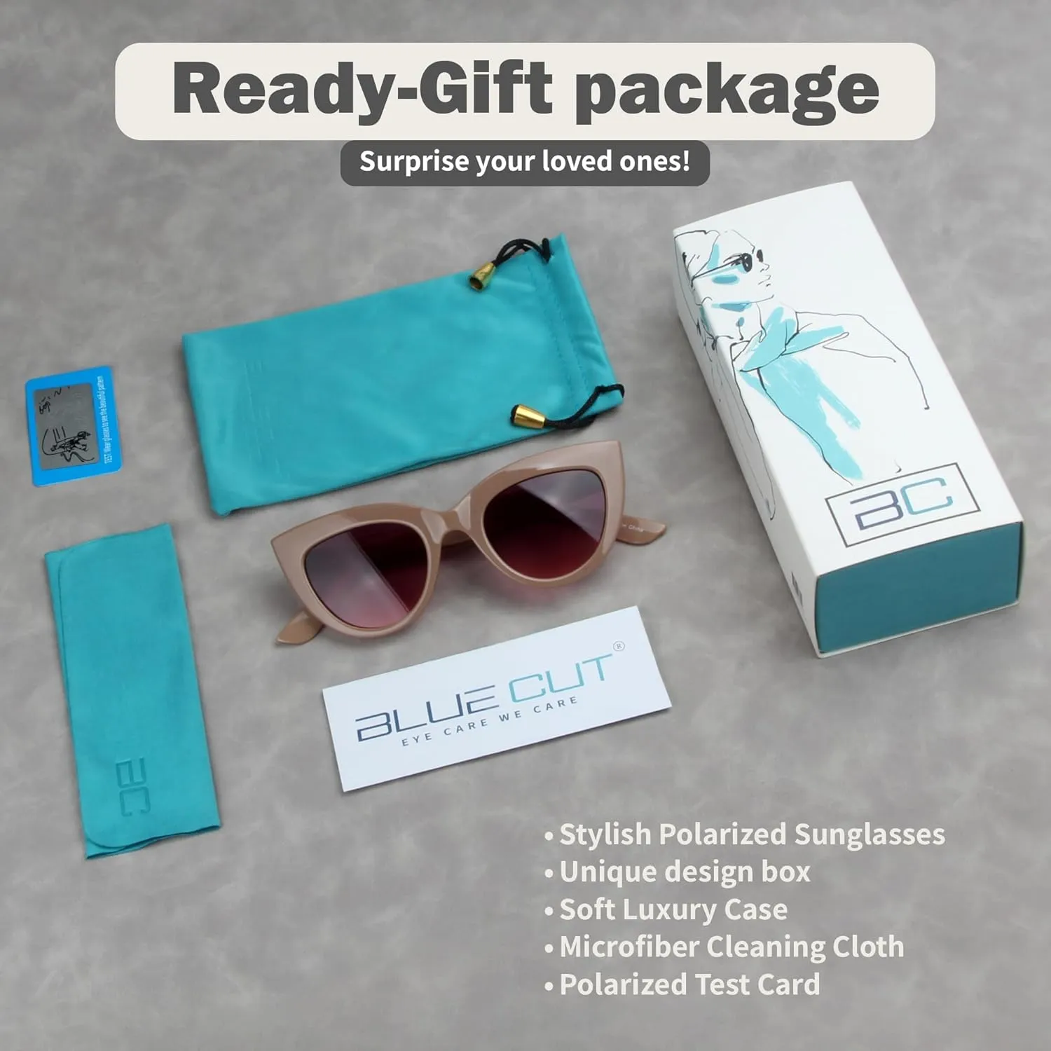 BLUE CUT Women Polarized Sunglasses Trendy Vintage Classic Style UV-400 Protection