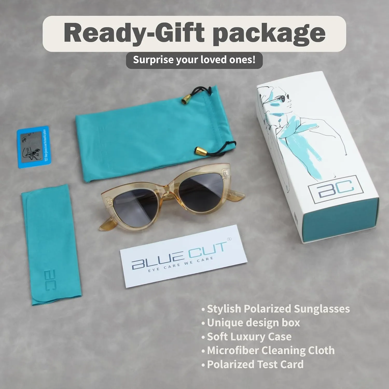 BLUE CUT Women Polarized Sunglasses Trendy Vintage Classic Style UV-400 Protection