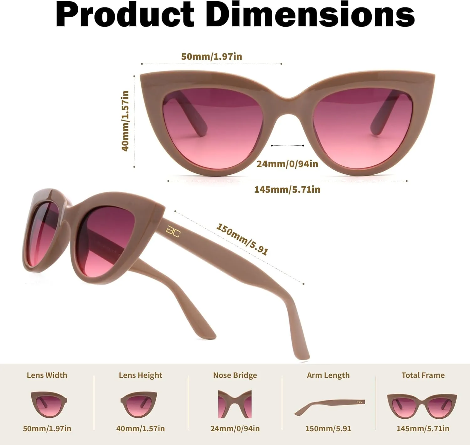 BLUE CUT Women Polarized Sunglasses Trendy Vintage Classic Style UV-400 Protection