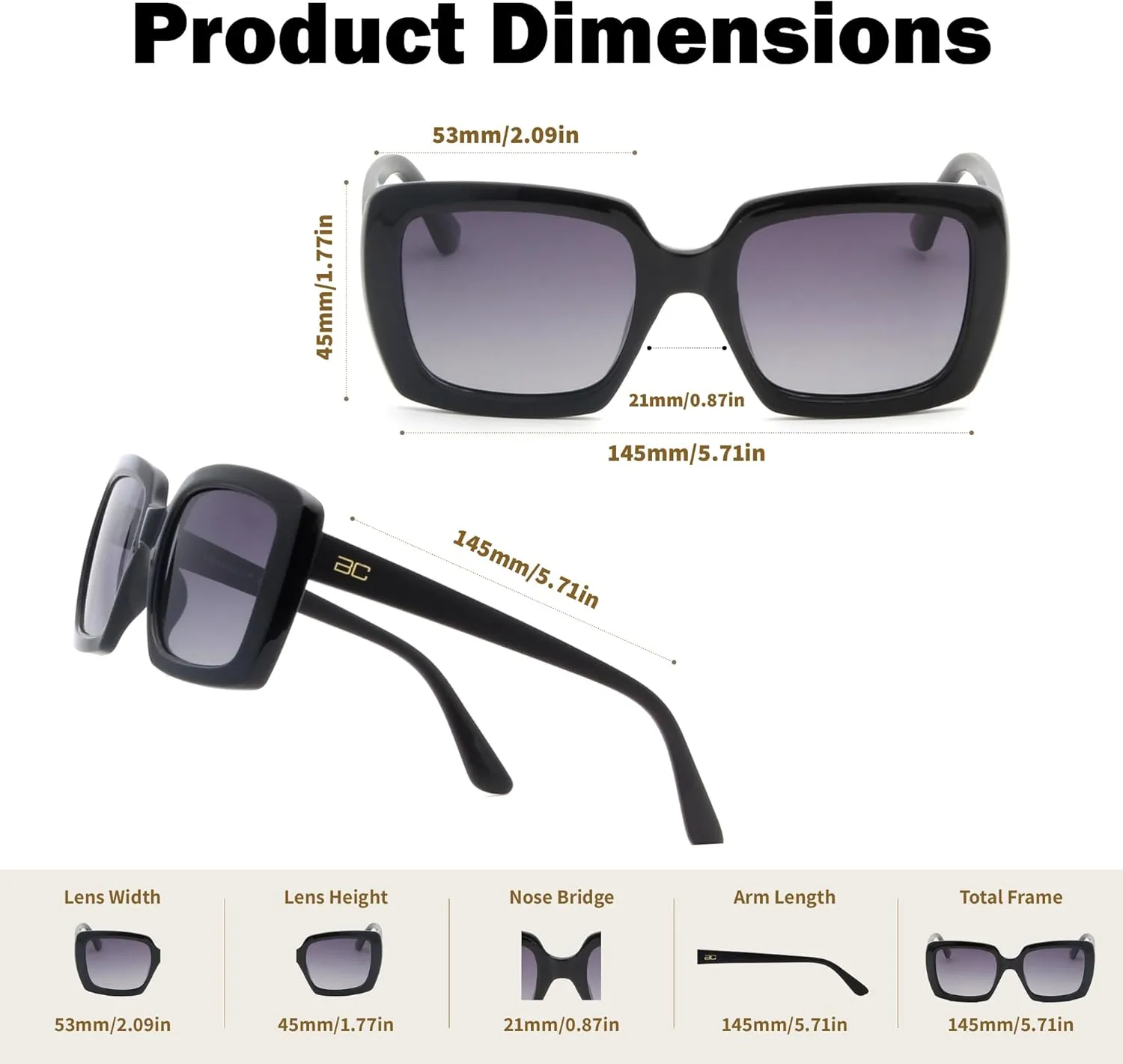 BLUE CUT Women Polarized Sunglasses Trendy Vintage Classic Style UV-400 Protection