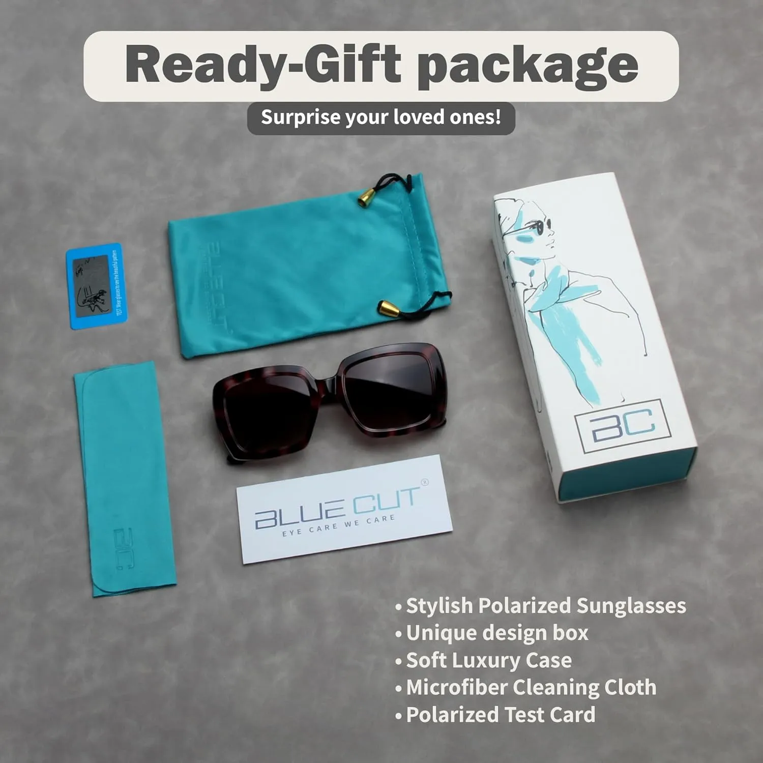 BLUE CUT Women Polarized Sunglasses Trendy Vintage Classic Style UV-400 Protection