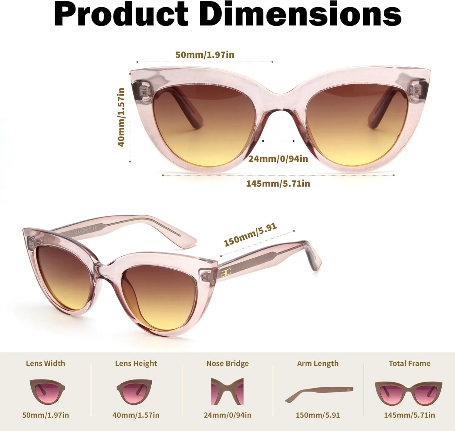 BLUE CUT Women Polarized Sunglasses Trendy Vintage Classic Style UV-400 Protection