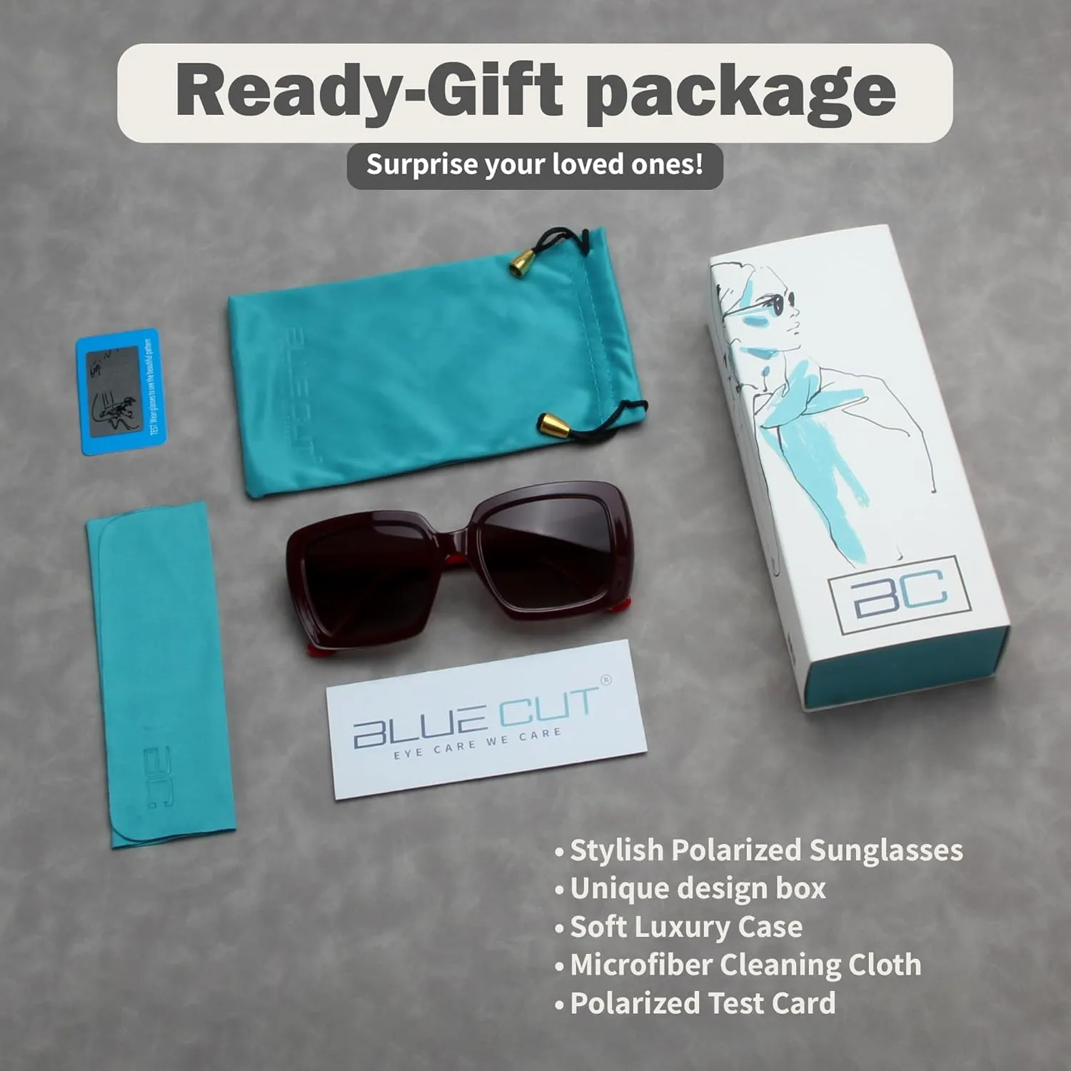 BLUE CUT Women Polarized Sunglasses Trendy Vintage Classic Style UV-400 Protection